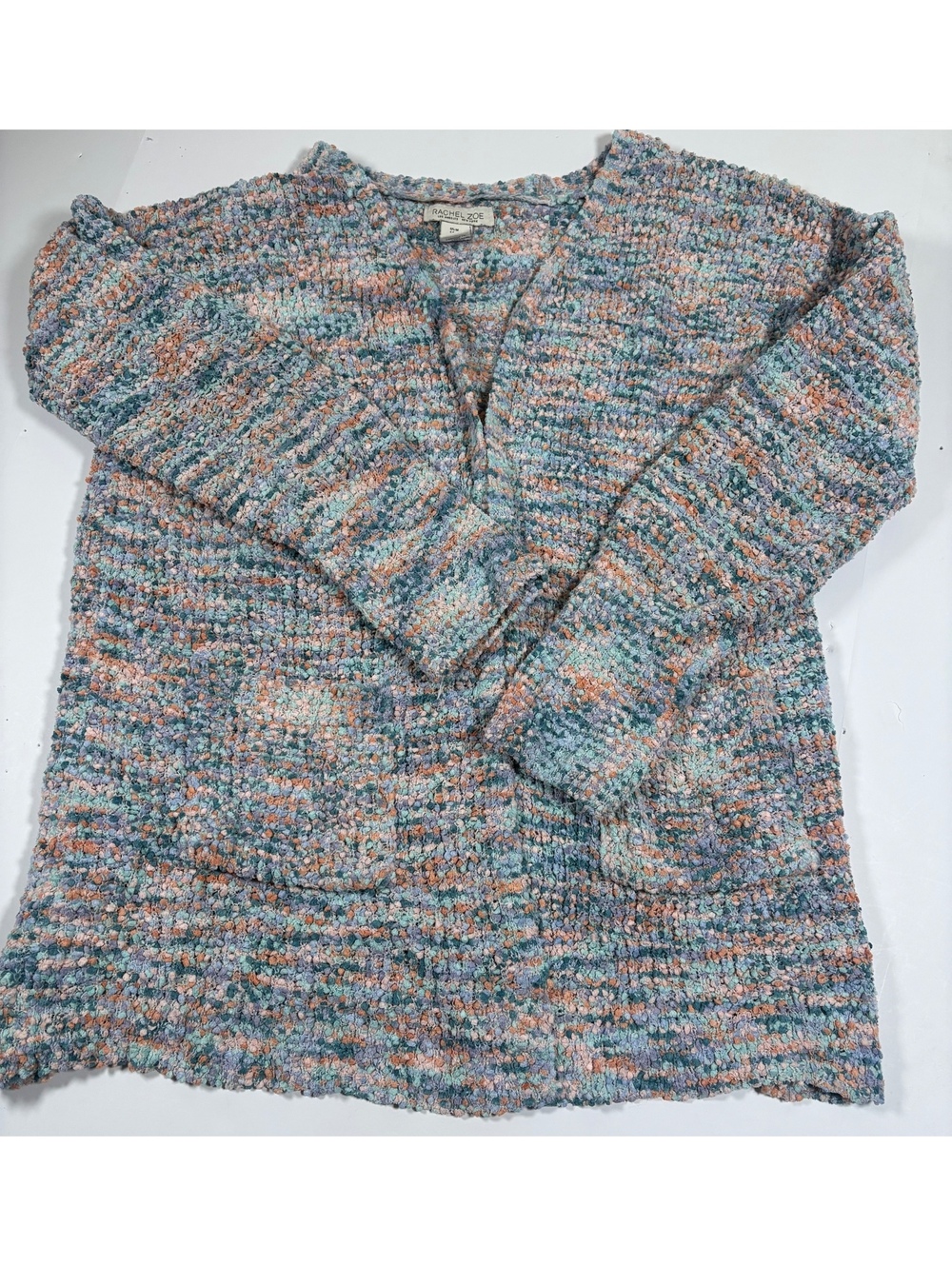 Rachel Zoe Women’s M Multicolor Bouclé Open Front Cardigan Sweater With Pockets